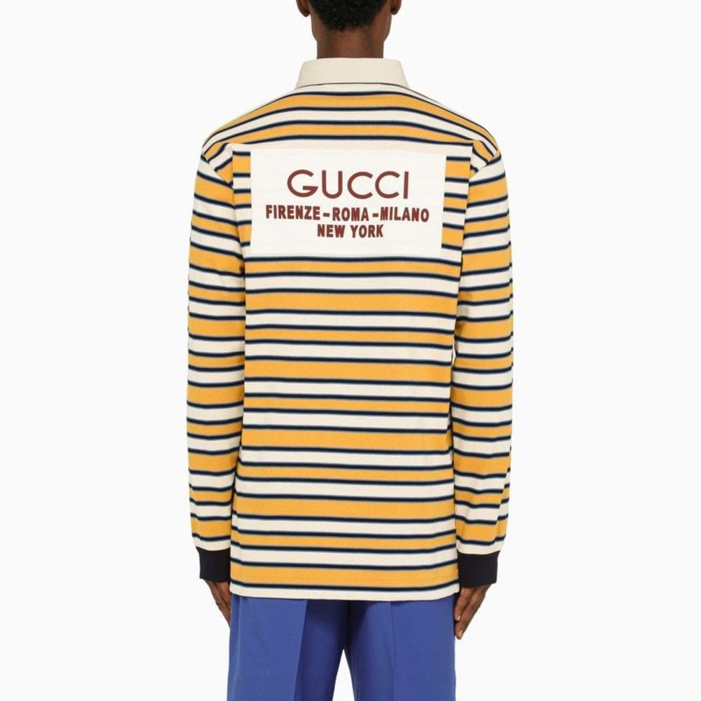 Gucci Yellow Striped Polo With Logo Label - Picture 3 of 5